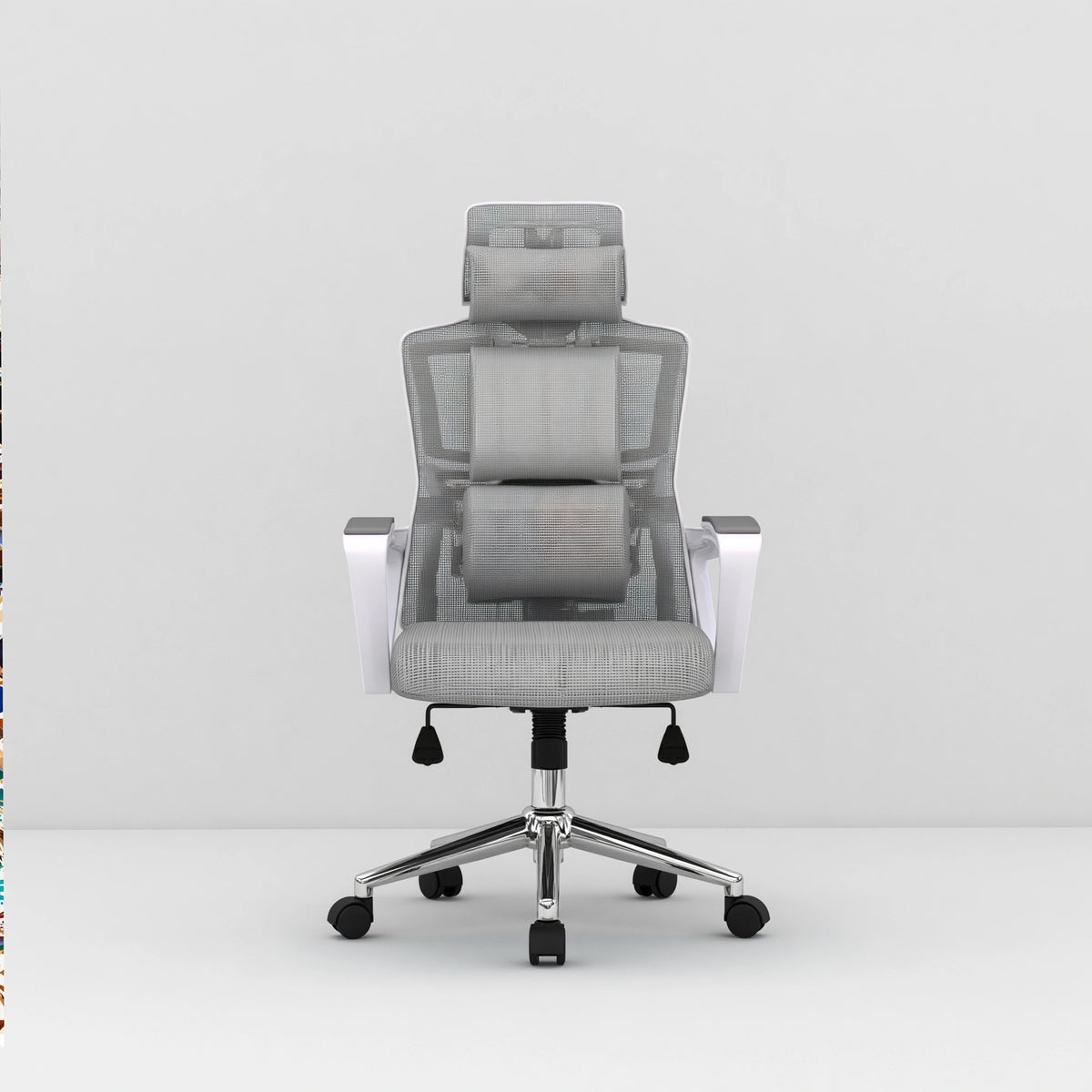 Ergonomische bureaustoel met ademende netbekleding, kleur lichtgrijs